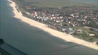 Inselrundflug mit Seitenwindlandung Wangerooge in Full HD [upl. by Linad79]