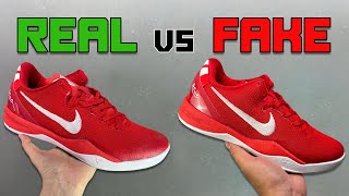 Nike Kobe 8 Protro University Red REAL vs FAKE [upl. by Rudman459]