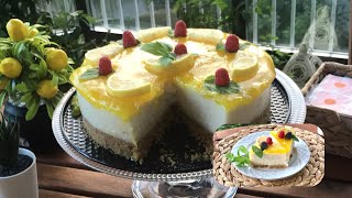 YALANCI LİMON 🍋 SOSLU CHEESECAKE TARİFİFIRINDA PİŞMEYEN PRATİK PASTA LABNESİZ ÇİZ KEK YEMEK ADASI [upl. by Dranoc]