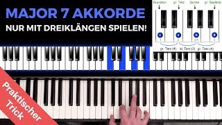 Der Major 7 Akkord nur mit Dreiklängen gespielt Praktischer Trick anhand von C Major 7 erklärt [upl. by Eddana]