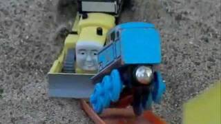 Thomas the Tank Engine Thomas and his train slam into Byron 5 times Slow motion 300fps [upl. by Oloap]