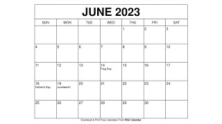 Free Printable June 2023 Calendar Templates With Holidays  Wiki Calendar [upl. by Aramois]