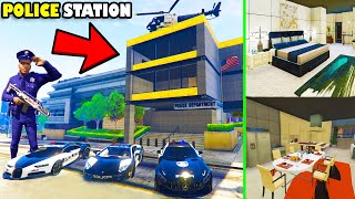 Franklin Finally Complete NEW MODERN POLICE STATION Upgrade in GTA 5  SHINCHAN and CHOP [upl. by Ihdin]