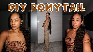 TUTORIAL  DIY ponytail with weave [upl. by Nyliahs]