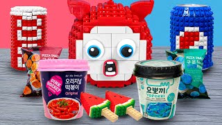 Amazing Lego Mukbang  Red food vs Blue food challenge  Lego Stop Motion Cooking ASMR [upl. by Erialcyram]