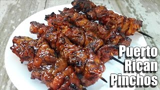 Puerto Rican PinchosChicken Kabob Recipe  Episode 276 [upl. by Alleunamme]