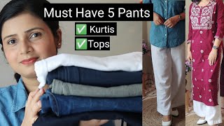 5 Must Have Pants For Women  High Waist Pants For Kurti and Tops  MomaTiara [upl. by Aicad]