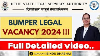 Legal Jobs 2024  Penal Lawyers Vacancy at DSLSA  Penal Lawyers  Advocate Vacancy in Delhi [upl. by Annehs207]