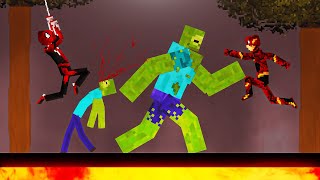 SpiderMan and Flash VS Zombie Attack on Lava in People Playground [upl. by Eniahpets]