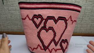 mochila san valentin en técnica wayuu última parte de como terminar corazones y sacar pasadores [upl. by Enomas960]