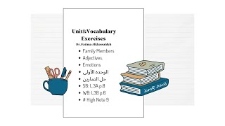 Vocabulary Family Members amp Adjectives Unit 1 L3A p8 amp L3B p6 المنهاج الجديد الصف التاسع [upl. by Ecnerwaled]