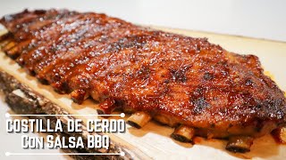 COSTILLA DE CERDO CON SALSA BARBACOA  Al Horno [upl. by Sirahs]