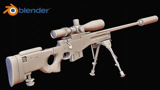 Modelling an AWM Sniper Rifle in Blender  Tutorial Part 1 Arijan [upl. by Liddie]