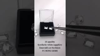 Emerald cut Highest quality Cubic Zirconia white color VS White sapphire Emerald cut 8x10mm gemstone [upl. by Aggy817]