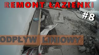 Montaż odpływu liniowego  przygotowanie pod brodzik z płytek Remont łazienki 8 [upl. by Ahsikahs]