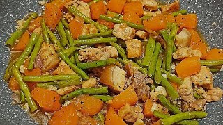 How to Cook Sauteed Squash and String Beans with Pork  Ginisang Kalabasa Sitaw with Baboy [upl. by Ttennej291]