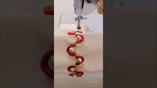 Sewing Tips And Tricks For Making A String Design In Loops With Beads On White Fabric Shorts [upl. by Jasisa]