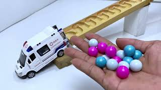 Marble Run Race ☆ HABA Slope amp Retro Makita Truck Excavator Garbage Truck Dump Truck Ambulance [upl. by Limemann]