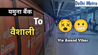 Yamuna Bank To Vaishali Blue line Metro Travel Via Anand Vihar Railway station Delhi metro [upl. by Yadroc]