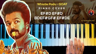 Whistle Podu  GOAT Song Piano Cover with NOTES  AJ Shangarjan  AJS [upl. by Sherborne]