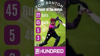 Tom Banton  The Hundred  Player of the match  Cricket [upl. by Leelah]