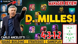 D MILLESI CARLO ANCELOTTI  BEST 4312 COUNTER ATTACK MANAGER IN PES 2021 MOBILE  850 SKILL [upl. by Joost]