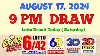 Lotto Result Today 9pm draw August 17 2024 655 642 6D Swertres Ez2 PCSO [upl. by Wagoner102]