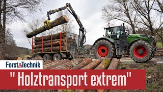 Holztransport extrem  mit dem Fendt 1050 in den Wald [upl. by Kelly293]