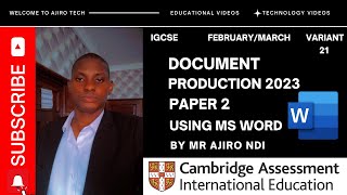 IGCSE ICT 04170983 Paper 2 Document Production February March 2023 Variant 21  Microsoft Word [upl. by Aicilic]