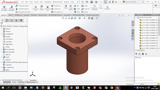 How to design Square Flange Bush in solidworks [upl. by Eahsan]