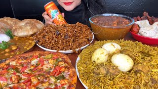 CHICKEN BIRYANICHICKEN CURRYSPICY BLACKBEAN NOODLESPIZZACHICKEN LEGPIECE FRYMOMO ASMR EATING [upl. by Piotr]