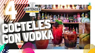 🚀 4 TRAGOS CON VODKA 🍹 RECETAS FACILES  TUTORIAL  BARTENDER [upl. by Shepherd]