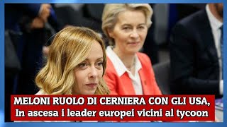 MELONI RUOLO DI CERNIERA CON GLI USA In ascesa i leader europei vicini al tycoon [upl. by Ben60]