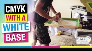 How to Screen Print CMYK Four 4 Color Process with a White Base Part 2 [upl. by Atteloj]