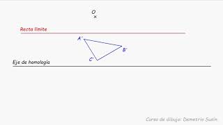 Hallar el triángulo homólogo dados el centro el eje de homología y una recta límite Tutorial fácil [upl. by Bathsheb]