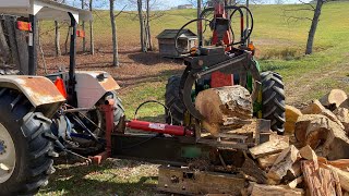 Processing Firewood With Homemade Tractor Attachments [upl. by Neelasor684]