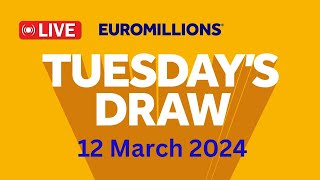 The National lottery Euromillions Draw Live Results From Tuesday 12 March 2024 [upl. by Zorine31]