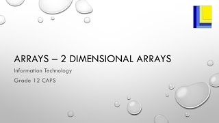 Array  2 Dimensional 2D Arrays [upl. by Nehemiah]