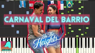 Carnaval del Barrio  In The Heights  Piano Accompaniment Tutorial Synthesia [upl. by Aryek]