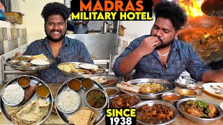 SINCE 1938  Madras Military Hotel in Bombay 🔥  MUTTON THALI amp FISH THALI  Foodie Prabu [upl. by Miguelita]