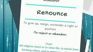 Renounce  How to pronounce renounce what is meaning of renounce rights religion vocabulary [upl. by Berget198]