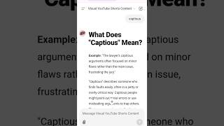 What Does quotCaptiousquot Mean [upl. by Elyod]