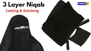 3 layer niqab cutting and stitching  How To Cut and Stitch ThreePiece Hijab Easy Tutorial [upl. by Kaile446]