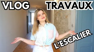 VLOG Travaux  Comment rénover un escalier en bois ponçage vitrification huile [upl. by Yeltnarb]