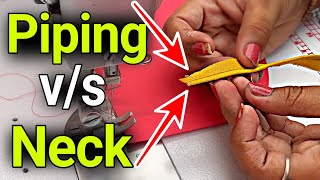 Neck Vs Piping  Sewing Tips And Tricks  Piping Attach Perfectly On Round Neck  Youtube Video [upl. by Nabois]