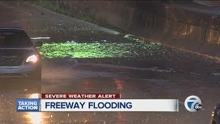 Torrential rains flood area freeways [upl. by Ardel]