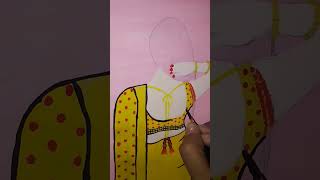 How to draw a girl backside wearing saree painting drawing art trending shortvideo [upl. by Ava]