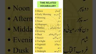 Parts of the Day in English with Urdu Meanings  Time Vocabulary [upl. by Aramoiz859]