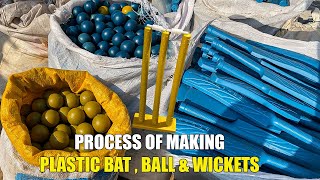 Making cricket bat ball and wickets from plastic material  how its make [upl. by Hiroshi]