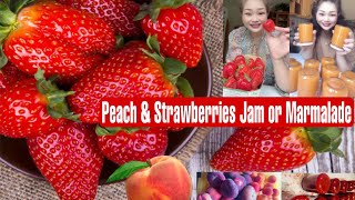 Making Peach amp Strawberries Marmalade or Jam [upl. by Assilaj]